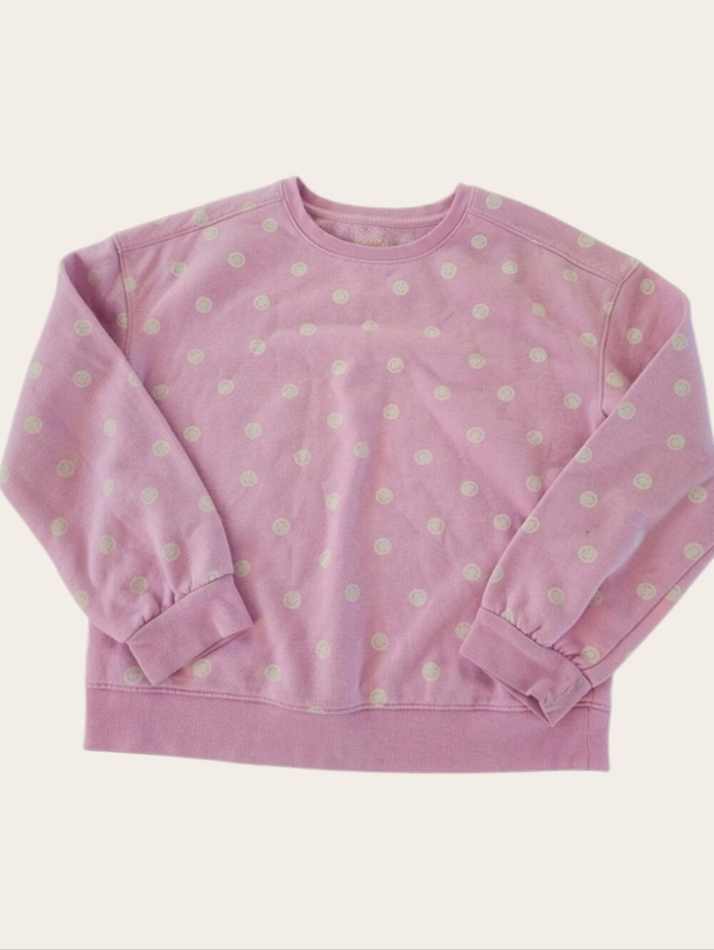 Cat & Jack Pink Smiley Face Polka Dot Crewneck Sweater